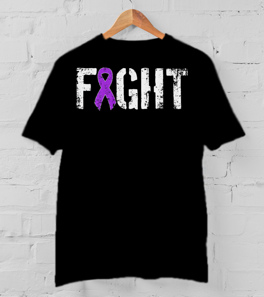 FIGHT Pancreatic Cancer Military Style Purple Ribbon Awareness T-Shirt