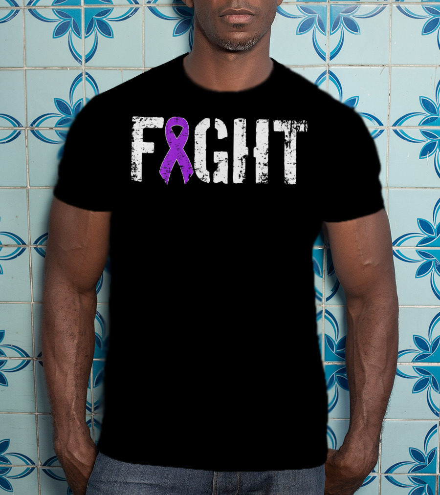 FIGHT Pancreatic Cancer Military Style Purple Ribbon Awareness T-Shirt