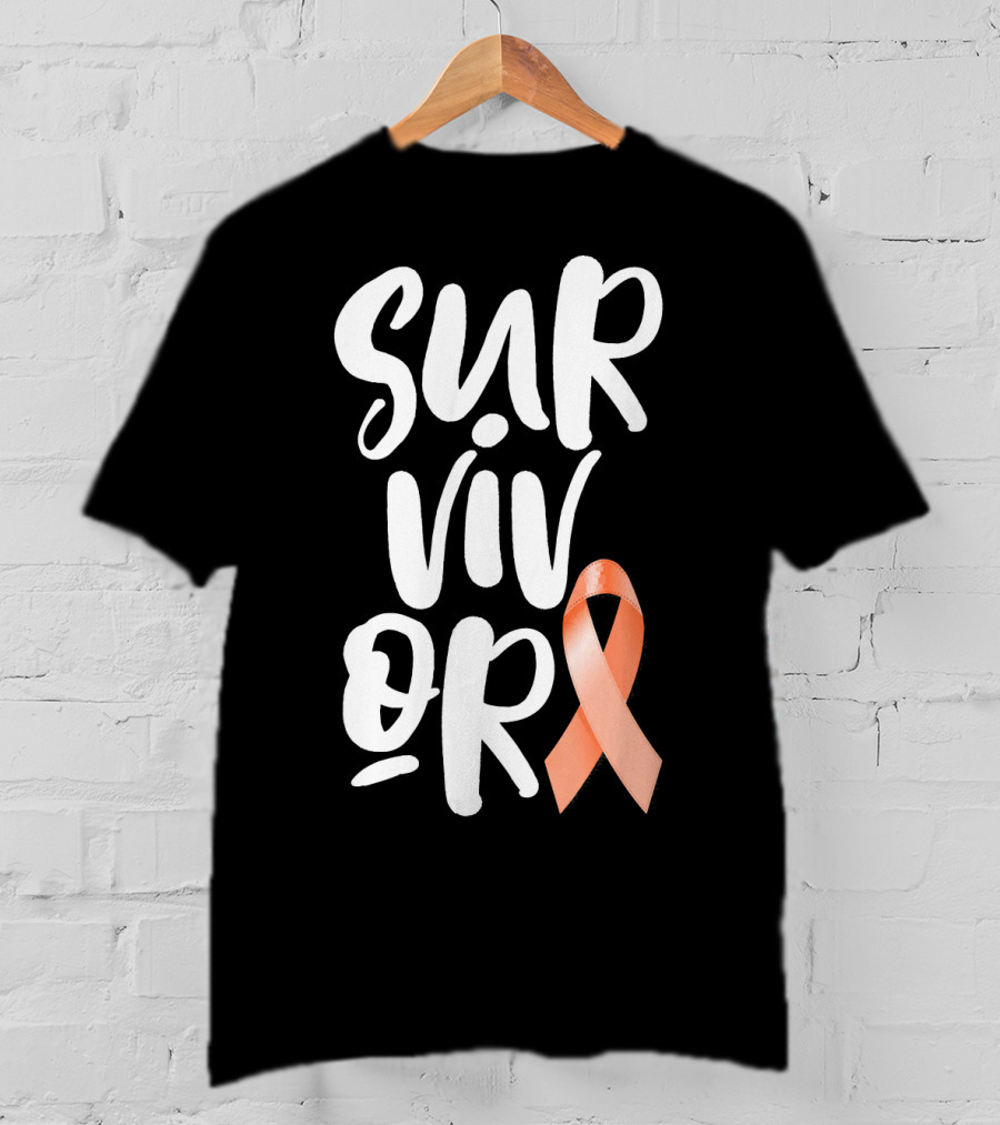 Survivor Uterine Cancer Peach Ribbon Awareness T-Shirt