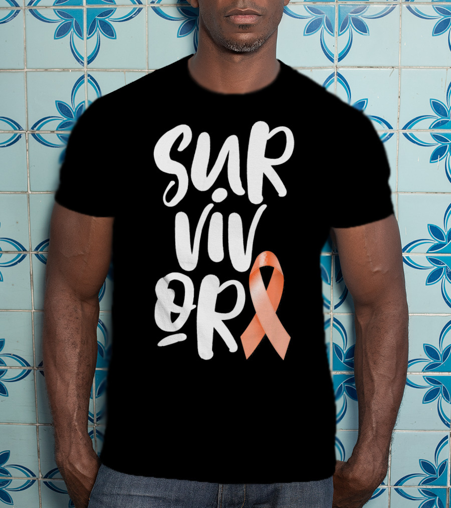 Survivor Uterine Cancer Peach Ribbon Awareness T-Shirt
