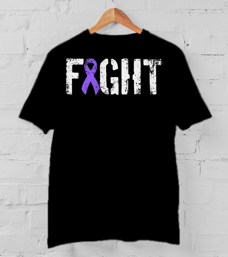 Fight Hodgkins Lymphoma Cancer Purple Ribbon Awareness T-Shirt