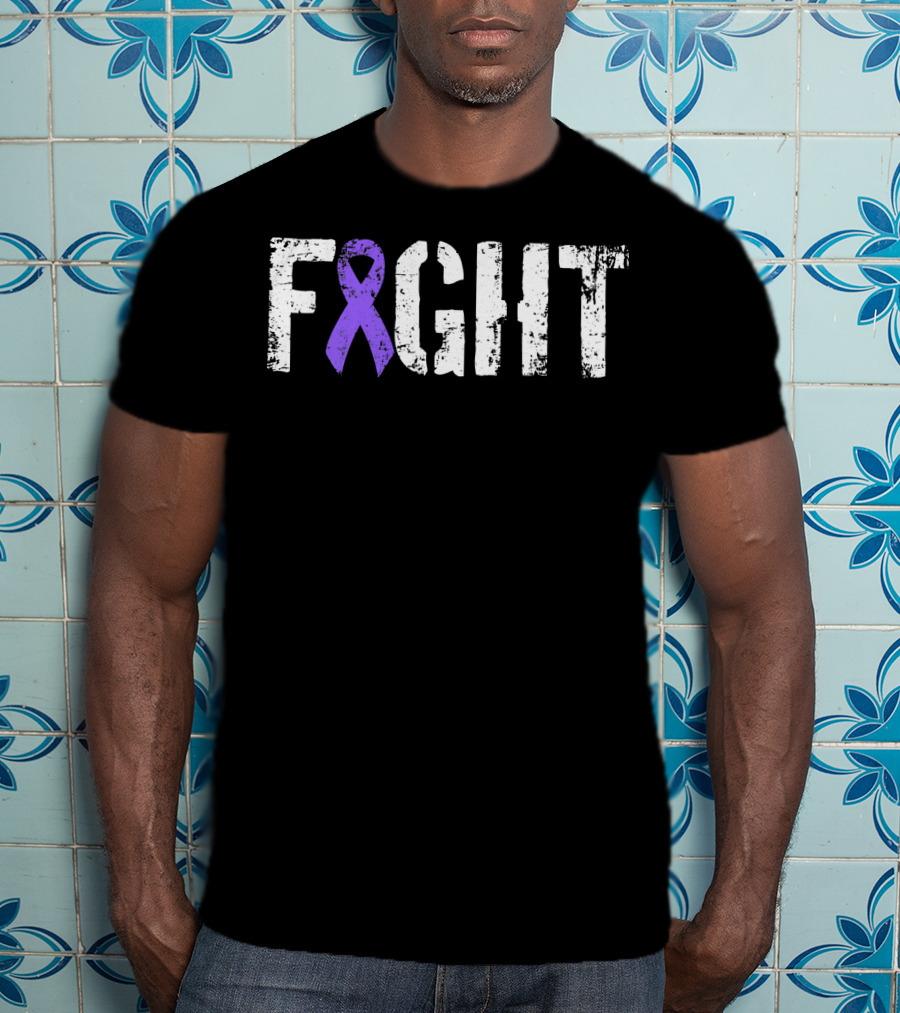 Fight Hodgkins Lymphoma Cancer Purple Ribbon Awareness T-Shirt