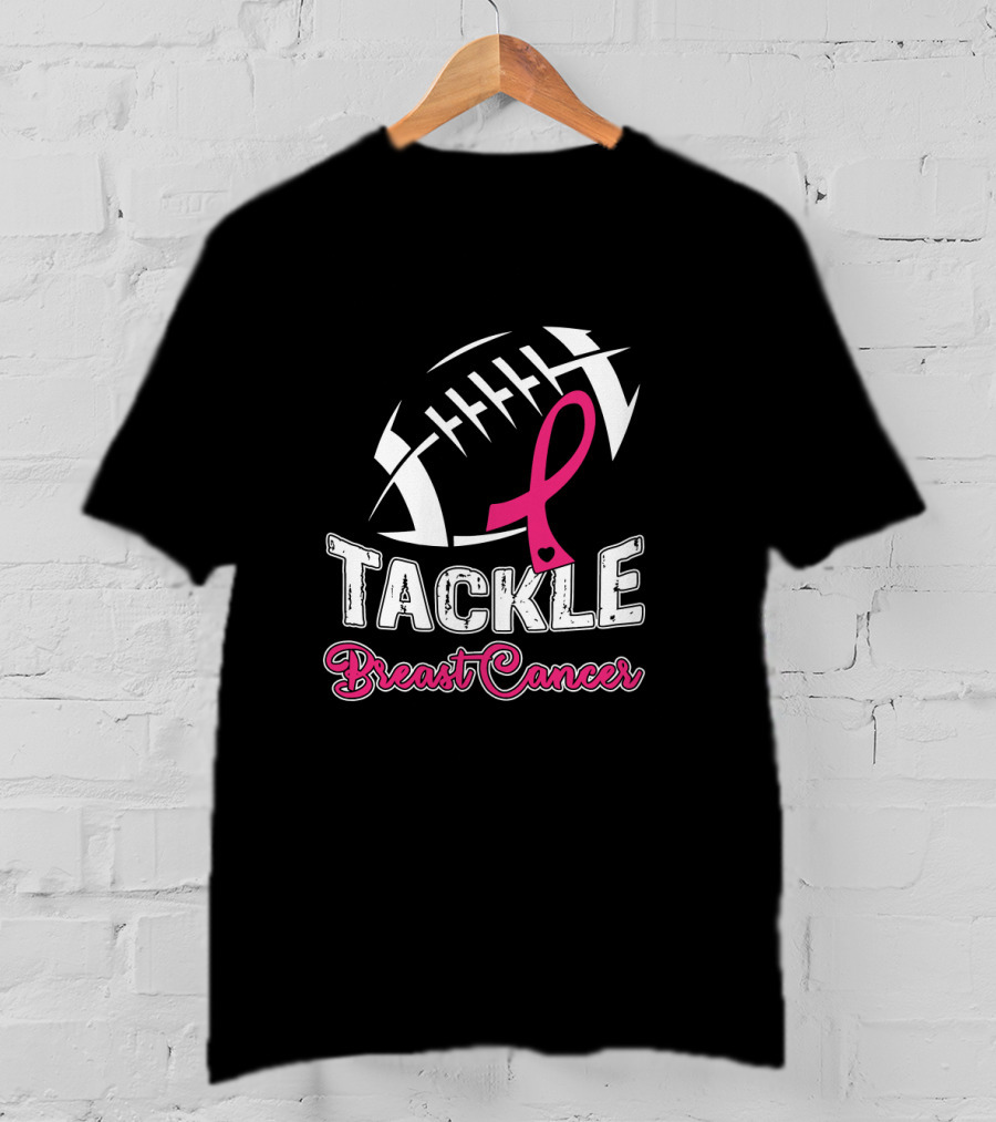 Tackle Breast Cancer Awareness Football T-Shirt