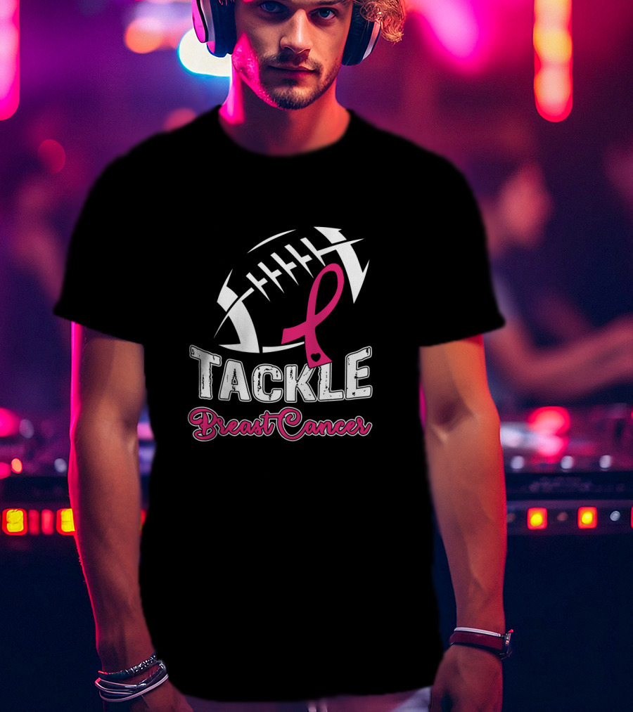 Tackle Breast Cancer Awareness Football T-Shirt