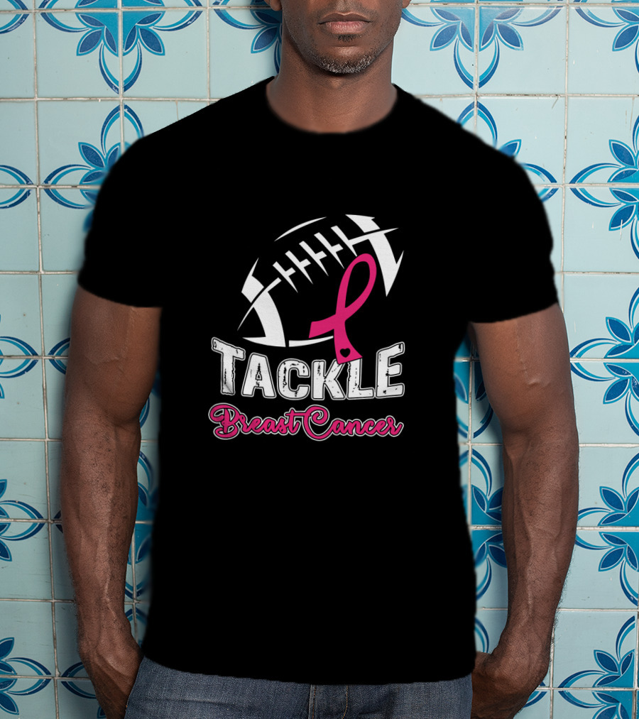 Tackle Breast Cancer Awareness Football T-Shirt