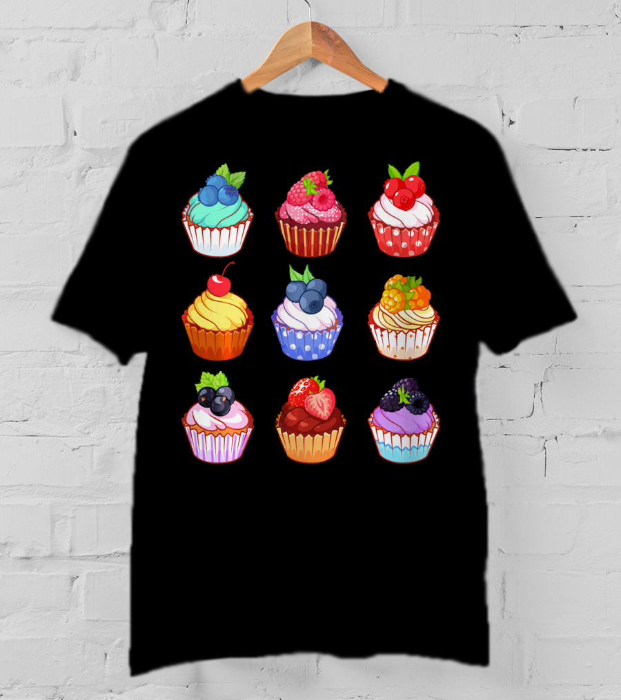 Yummy Cupcake Dessert Challenge Berry Toppings Collection T-Shirt