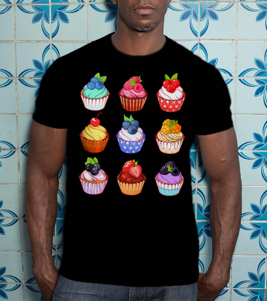 Yummy Cupcake Dessert Challenge Berry Toppings Collection T-Shirt