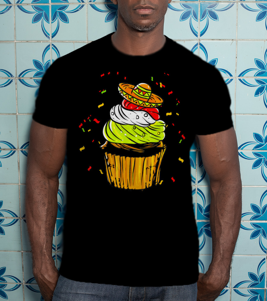 Cinco De Mayo Fiesta Cupcake With Sombrero And Confetti T-Shirt
