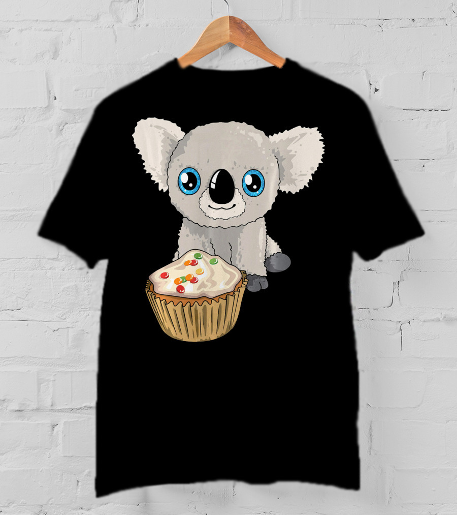 Cute Baby Koala With Cupcake Birthday T-Shirt