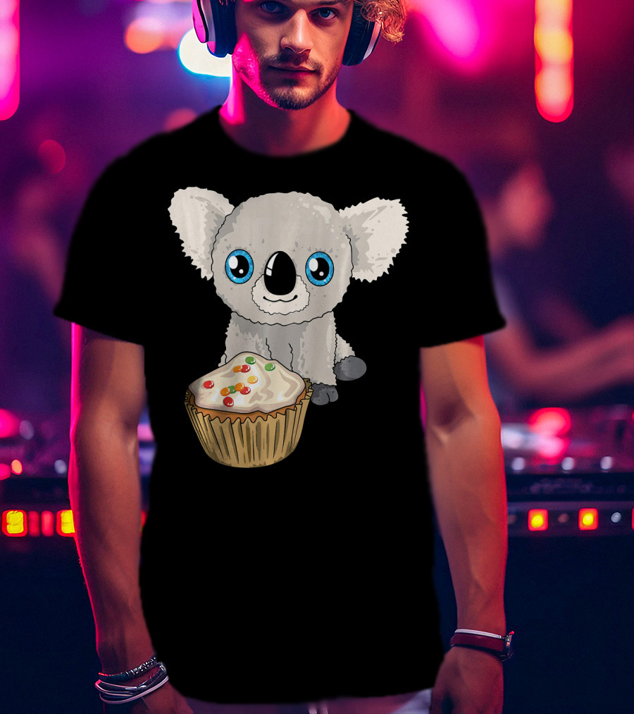Cute Baby Koala With Cupcake Birthday T-Shirt