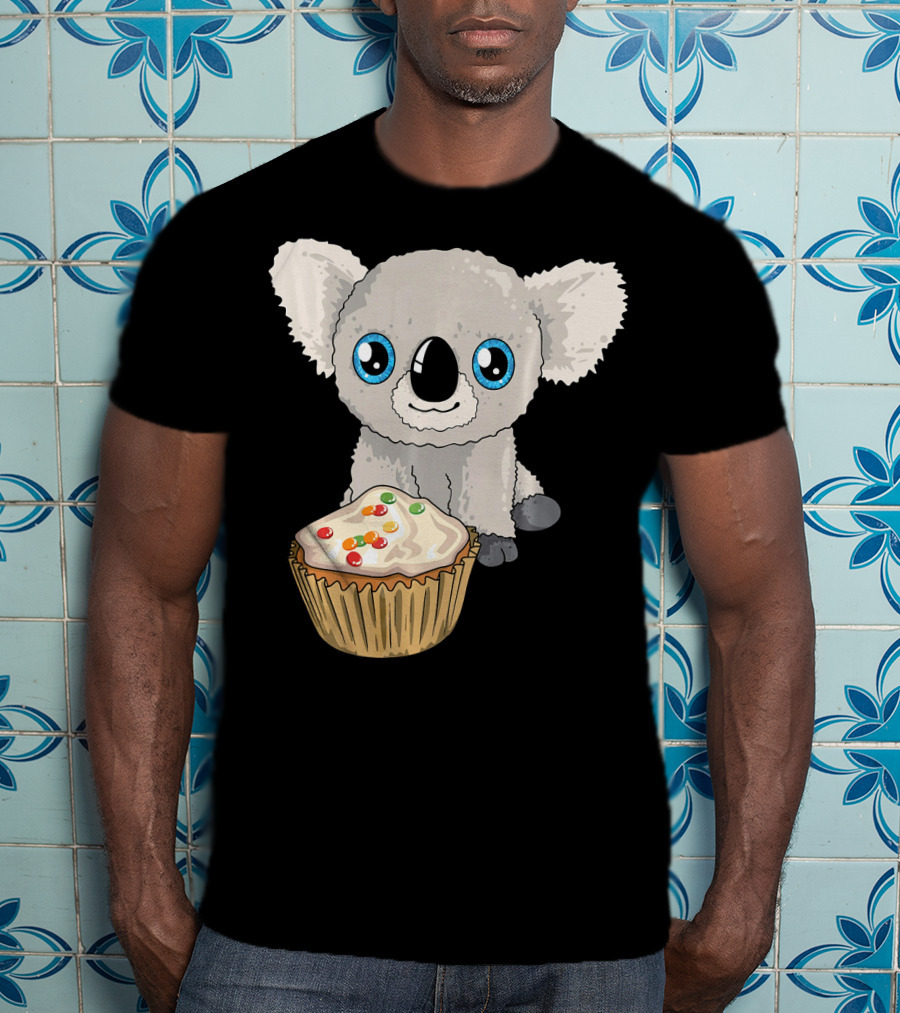 Cute Baby Koala With Cupcake Birthday T-Shirt