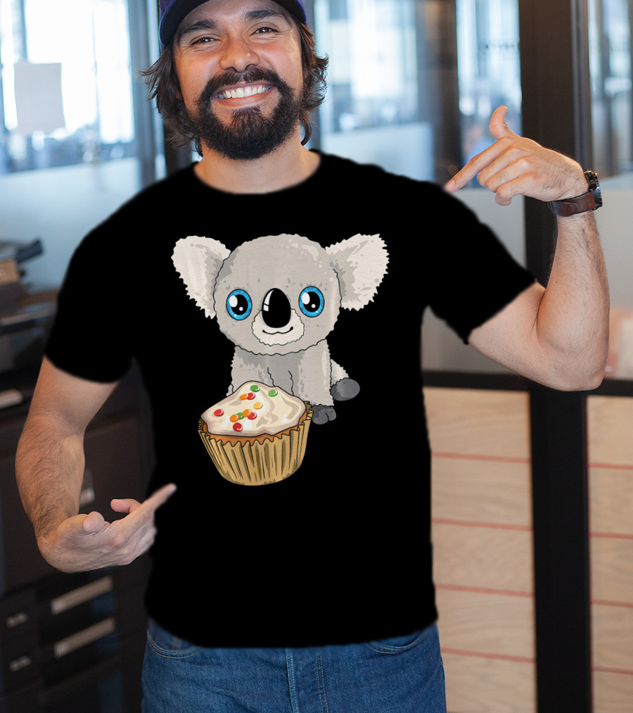 Cute Baby Koala With Cupcake Birthday T-Shirt