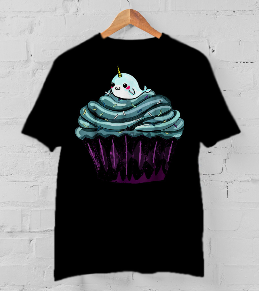 Narwhal Cupcake Cute Blue Icing Dessert T-Shirt