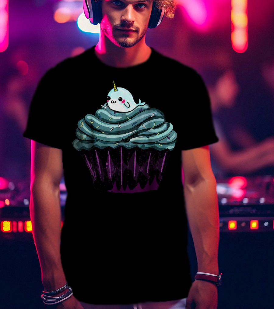 Narwhal Cupcake Cute Blue Icing Dessert T-Shirt