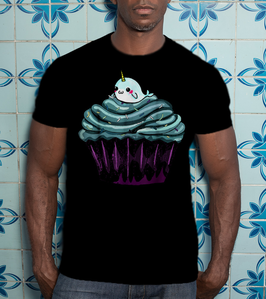 Narwhal Cupcake Cute Blue Icing Dessert T-Shirt