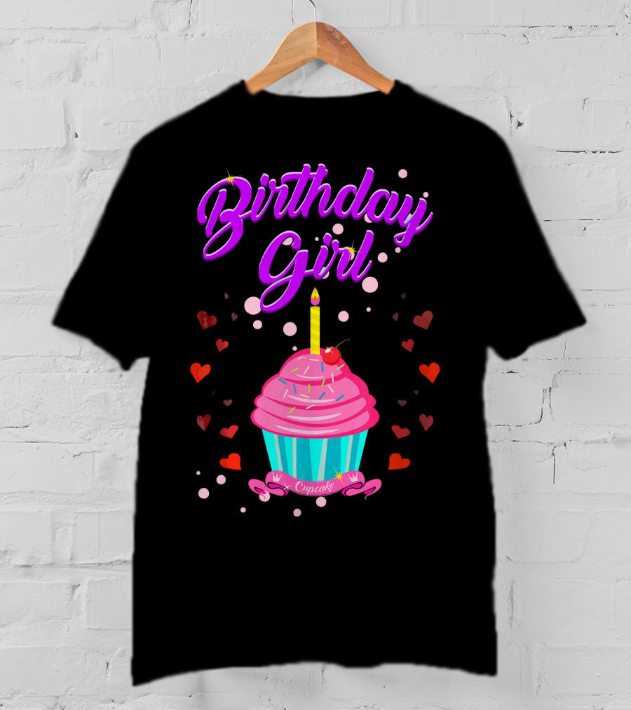 Birthday Girl Cupcake With Heart And Candle T-Shirt
