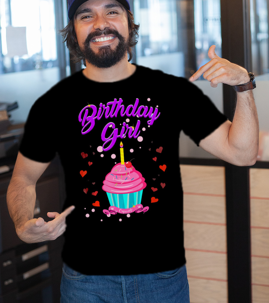 Birthday Girl Cupcake With Heart And Candle T-Shirt