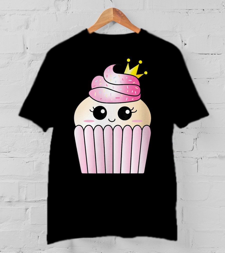Sweet Pink Cupcake Muffin Queen Kawaii Crown T-Shirt