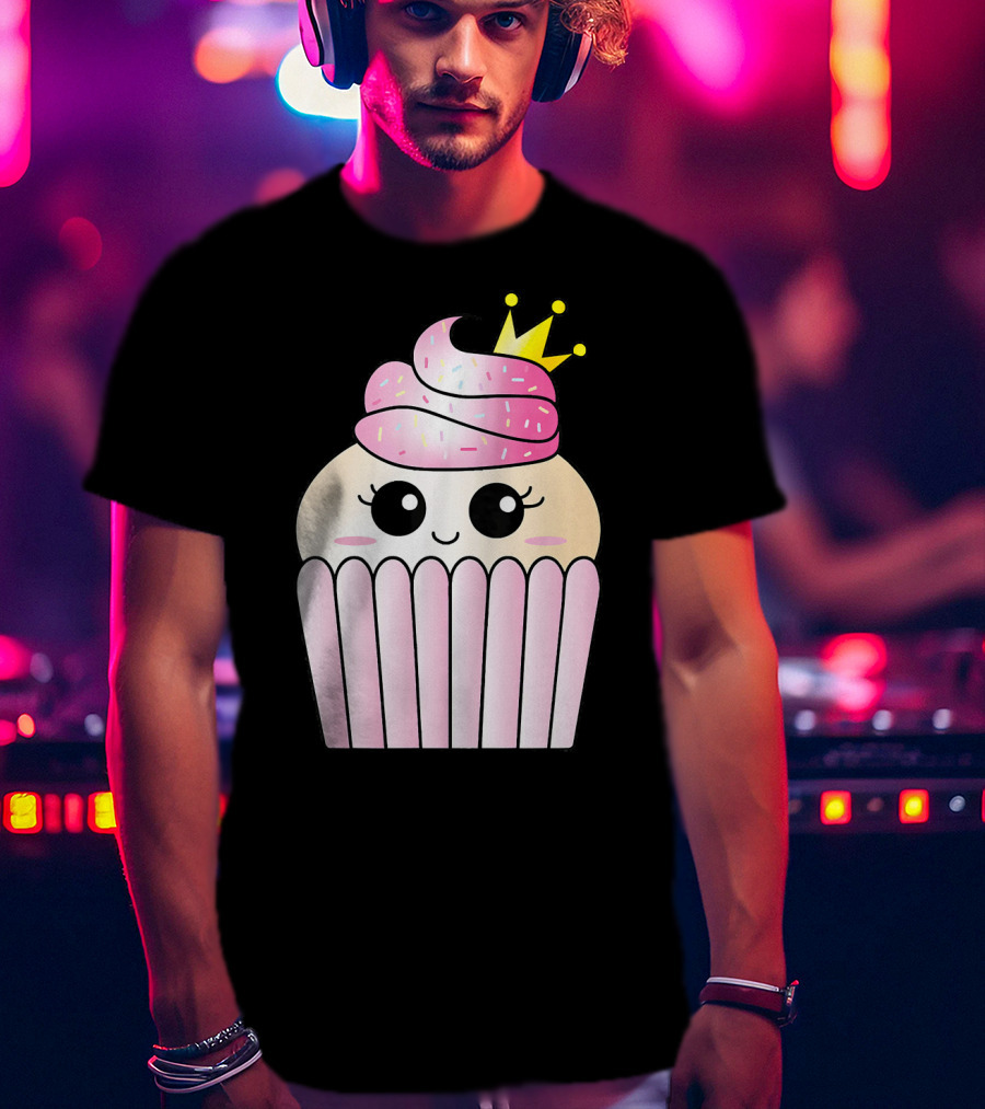 Sweet Pink Cupcake Muffin Queen Kawaii Crown T-Shirt