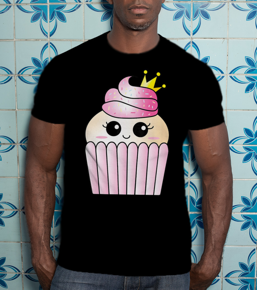 Sweet Pink Cupcake Muffin Queen Kawaii Crown T-Shirt