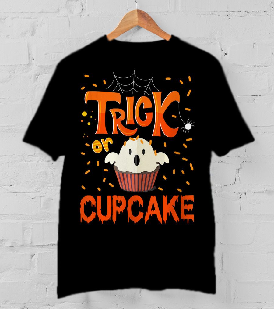 Trick Or Treat Spider Web Ghost Cupcake T-Shirt