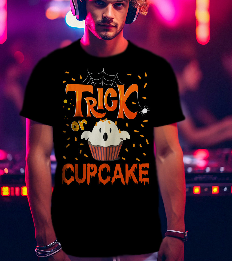 Trick Or Treat Spider Web Ghost Cupcake T-Shirt