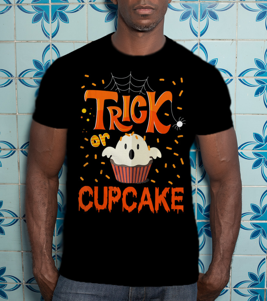 Trick Or Treat Spider Web Ghost Cupcake T-Shirt