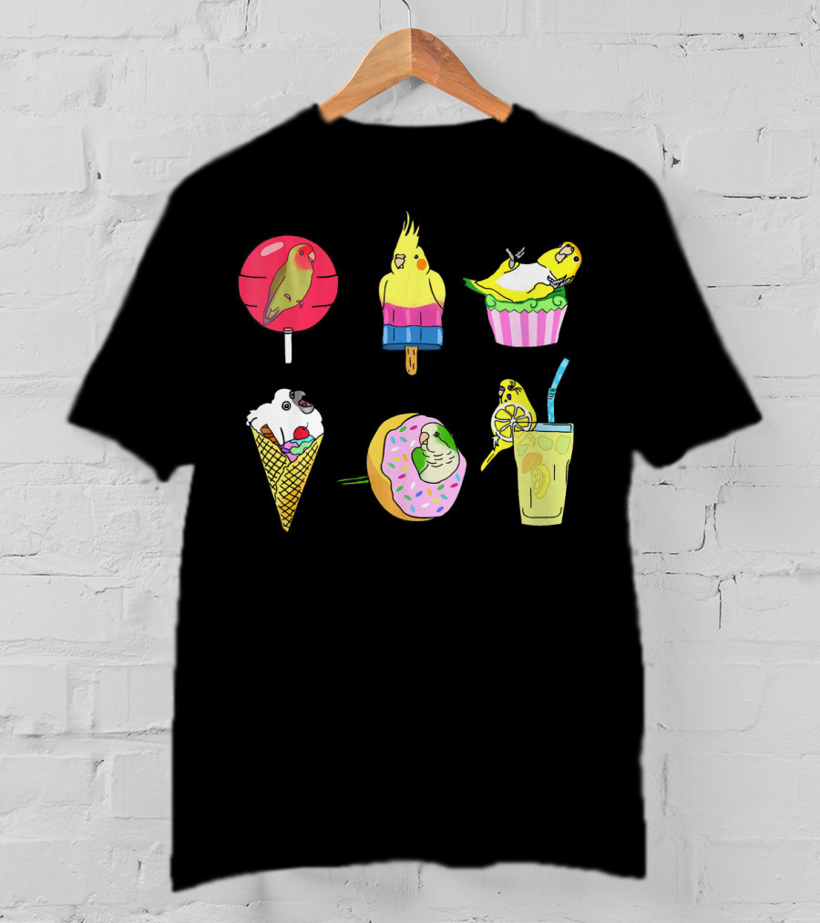 Sweet Ice Cream Lollipop Lemonade Donut Cup Parrot Treats T-Shirt