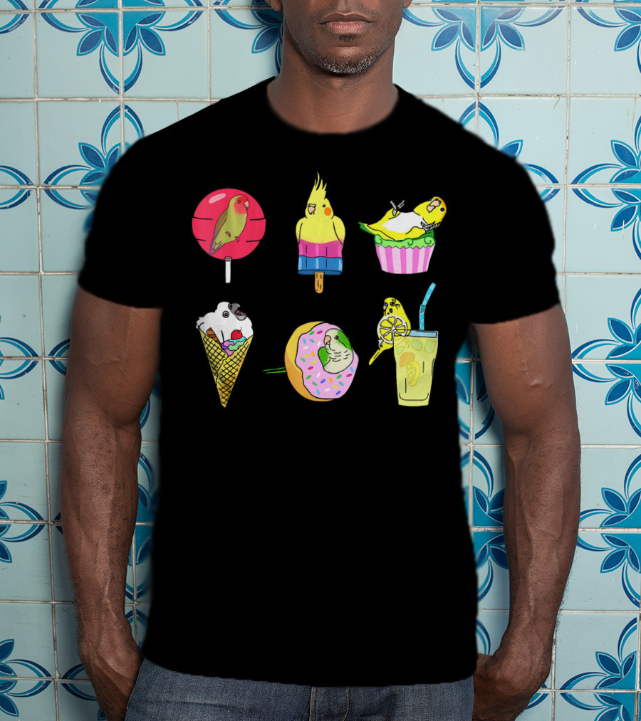 Sweet Ice Cream Lollipop Lemonade Donut Cup Parrot Treats T-Shirt