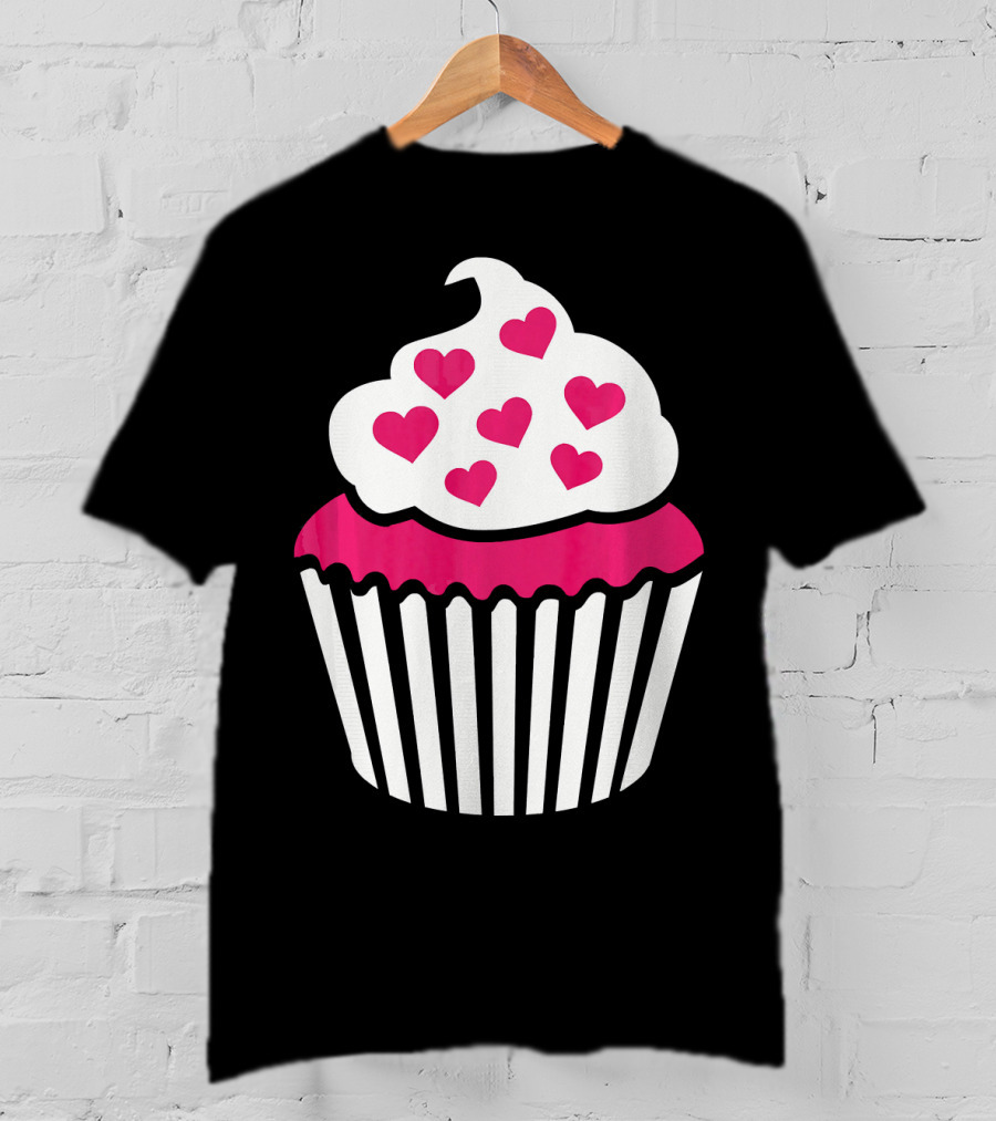 Cupcake With Pink Hearts T-Shirt