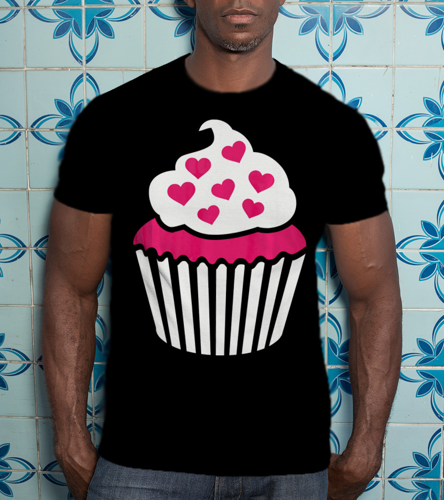 Cupcake With Pink Hearts T-Shirt