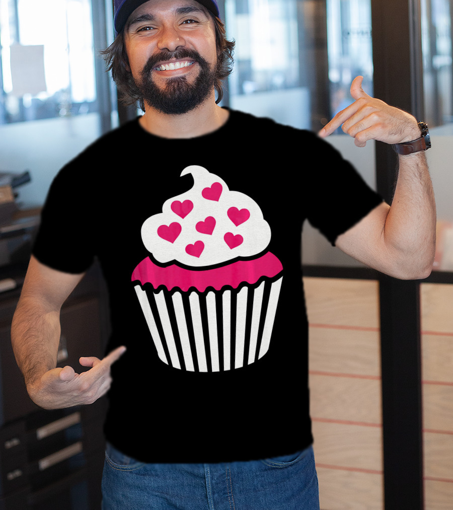 Cupcake With Pink Hearts T-Shirt