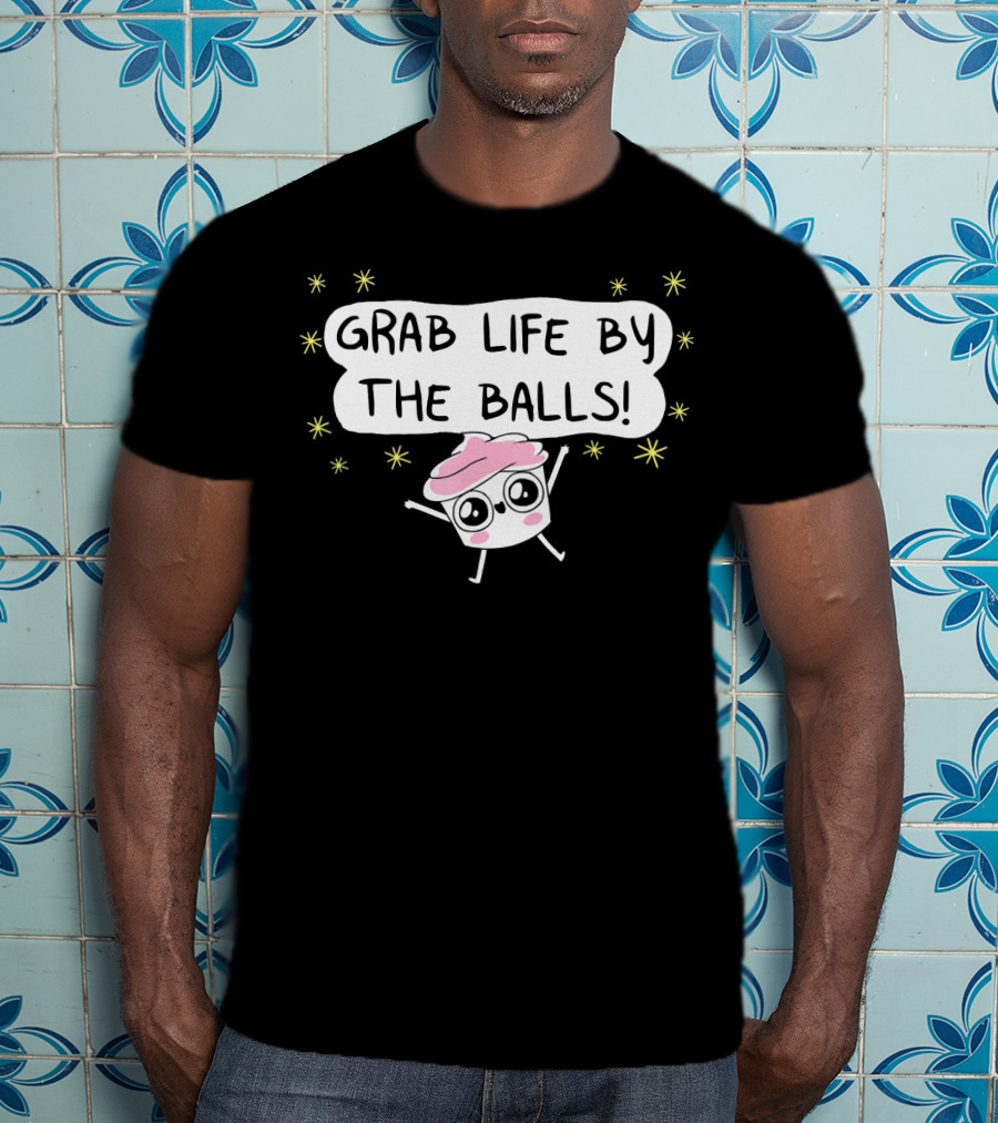 Grab Life By The Balls Good Advice Cupcake Cute Starry Character T-Shirt