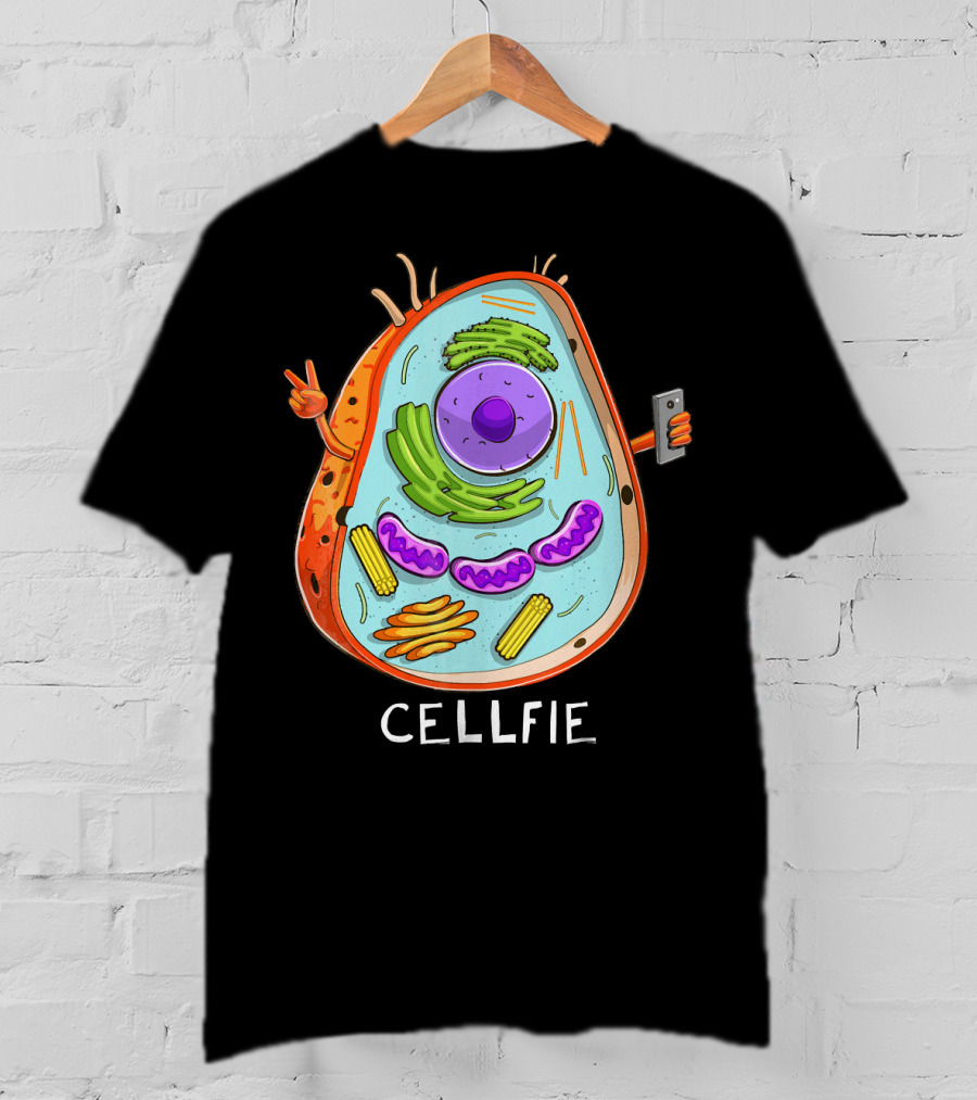 CELL FIE Biology Cellular Biology Cellfie Cartoon Cell Taking Selfie Biology Joke T-Shirt