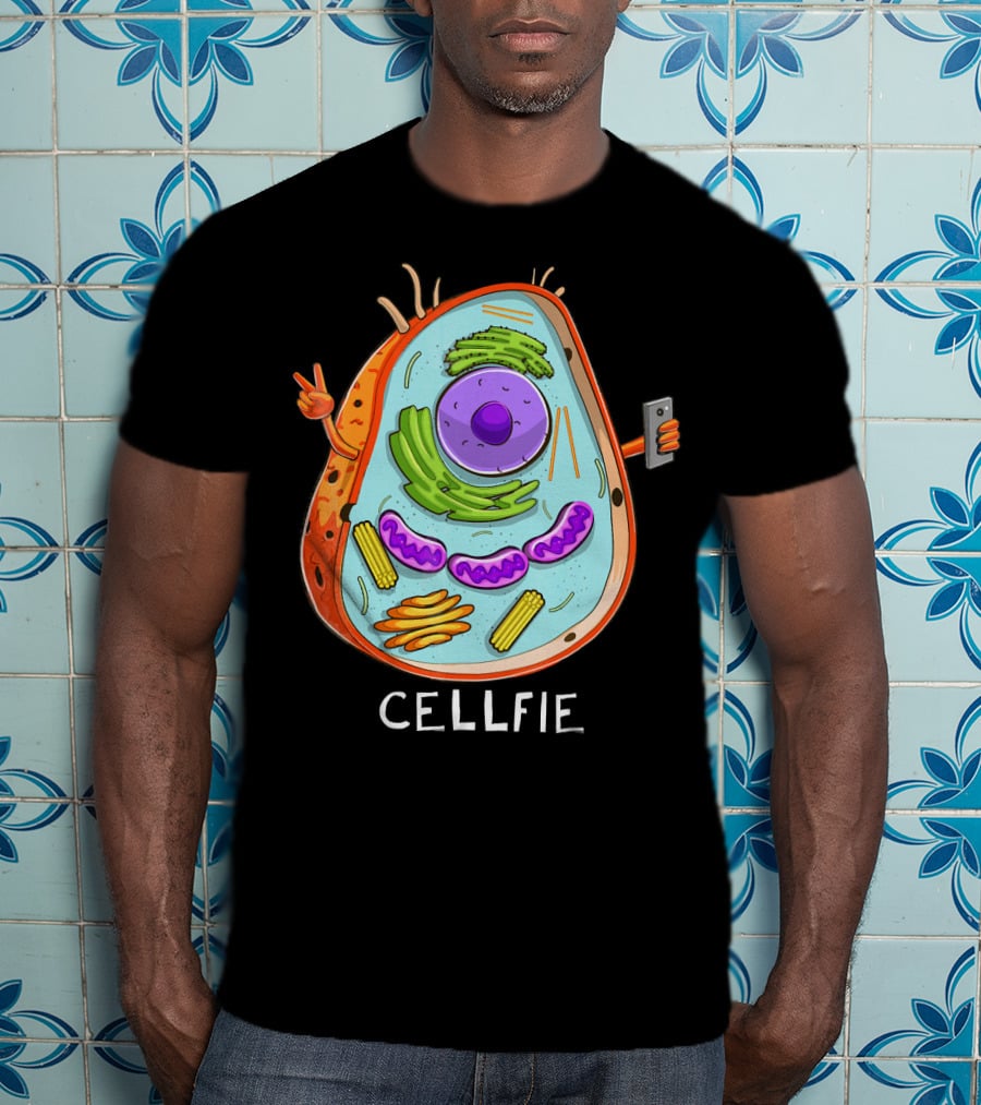 CELL FIE Biology Cellular Biology Cellfie Cartoon Cell Taking Selfie Biology Joke T-Shirt