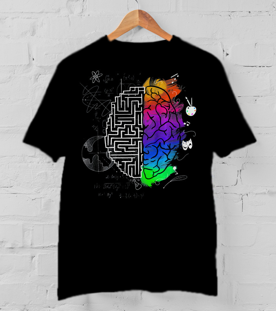 Colorful Brain Science Physics Art Music Mathematics Creativity T-Shirt