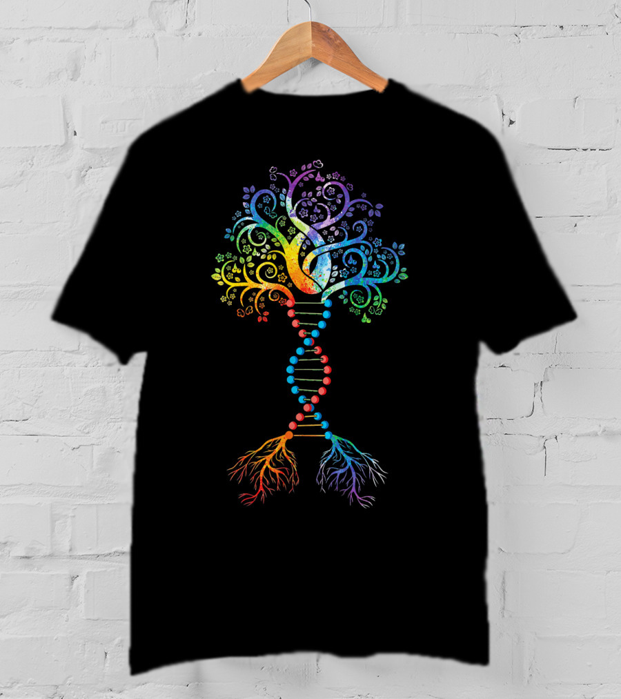DNA Tree Of Life Genetics Colorful Biology Nature Connection T-Shirt
