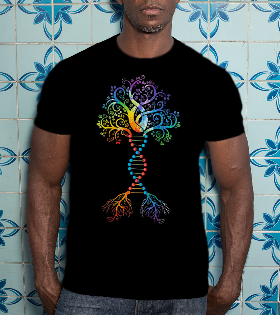DNA Tree Of Life Genetics Colorful Biology Nature Connection T-Shirt