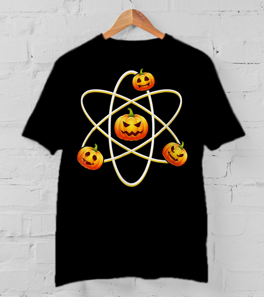 Halloween Pumpkin Atom Symbol With Jack-O'-Lanterns T-Shirt