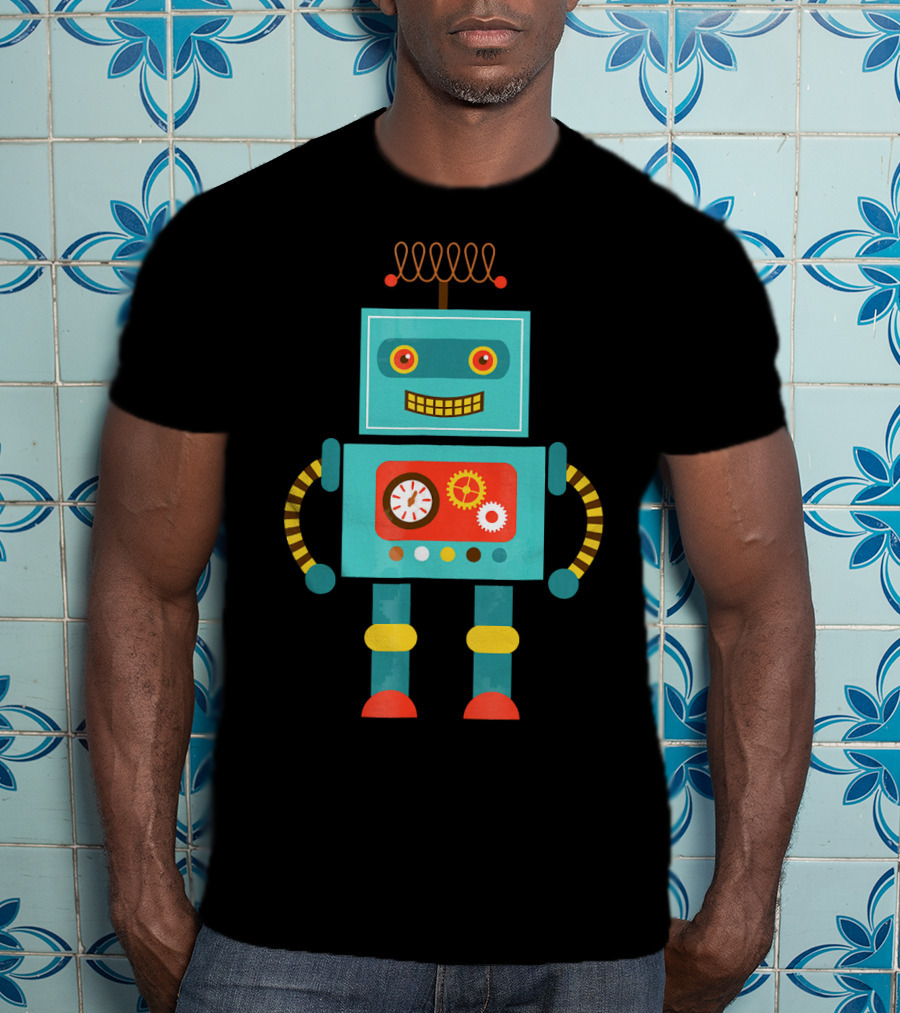 Cute Retro Robot Vintage Science T-Shirt