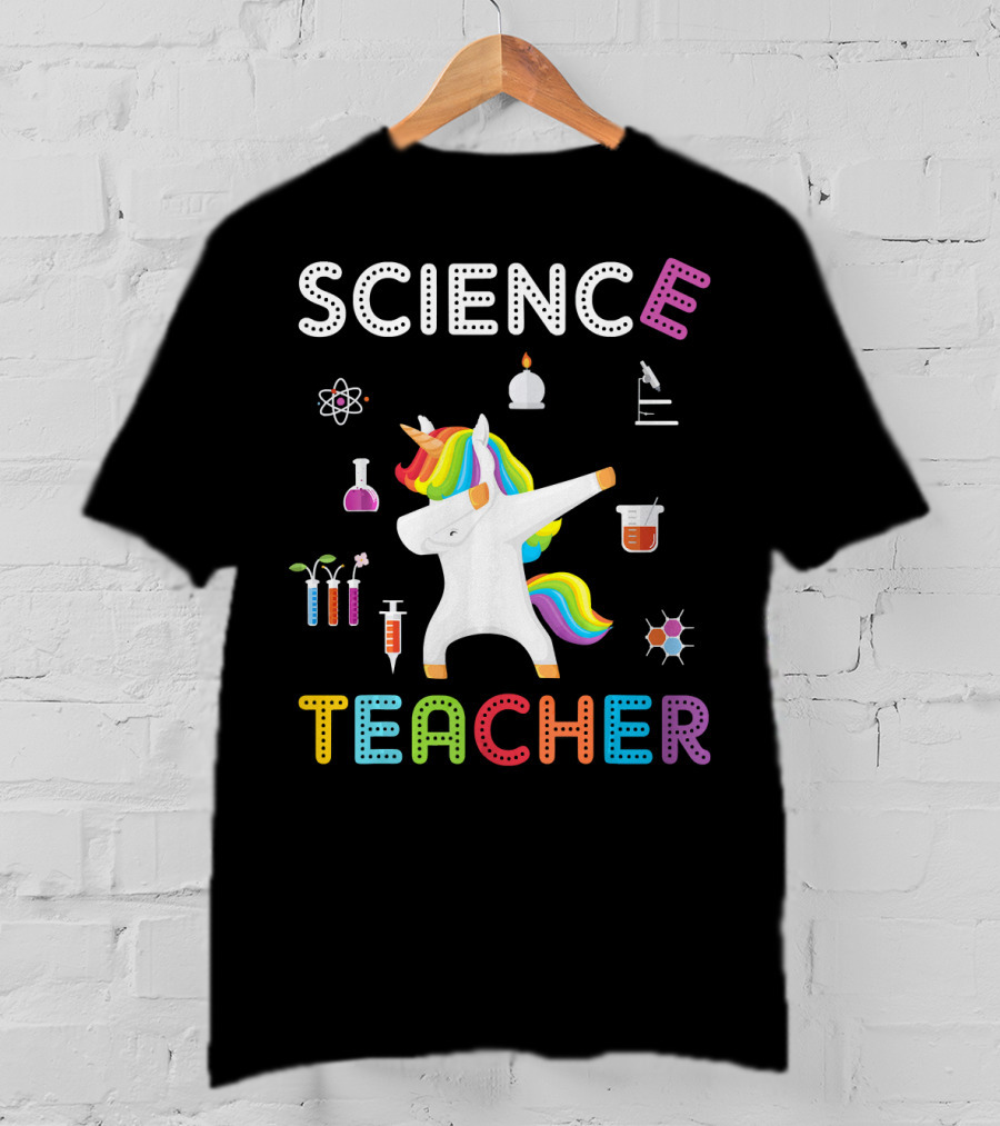 Science Teacher Dabbing Unicorn Chemistry Physics Elements T-Shirt