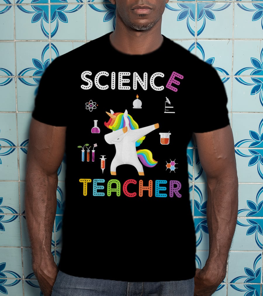 Science Teacher Dabbing Unicorn Chemistry Physics Elements T-Shirt