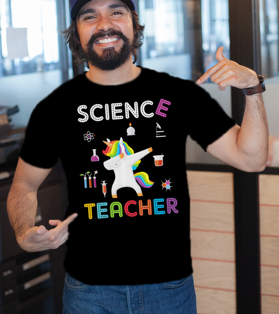 Science Teacher Dabbing Unicorn Chemistry Physics Elements T-Shirt