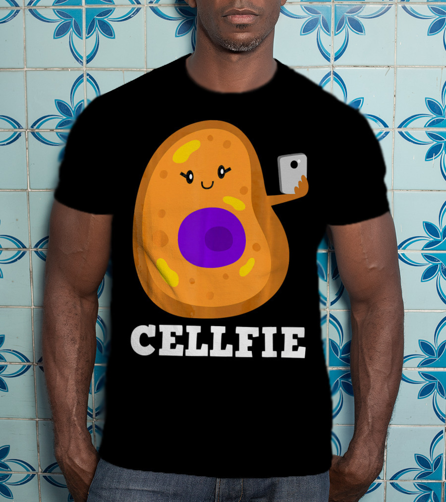 Cute Cell Character Taking Selfie For Science Teacher Enthusiasts T-Shirt