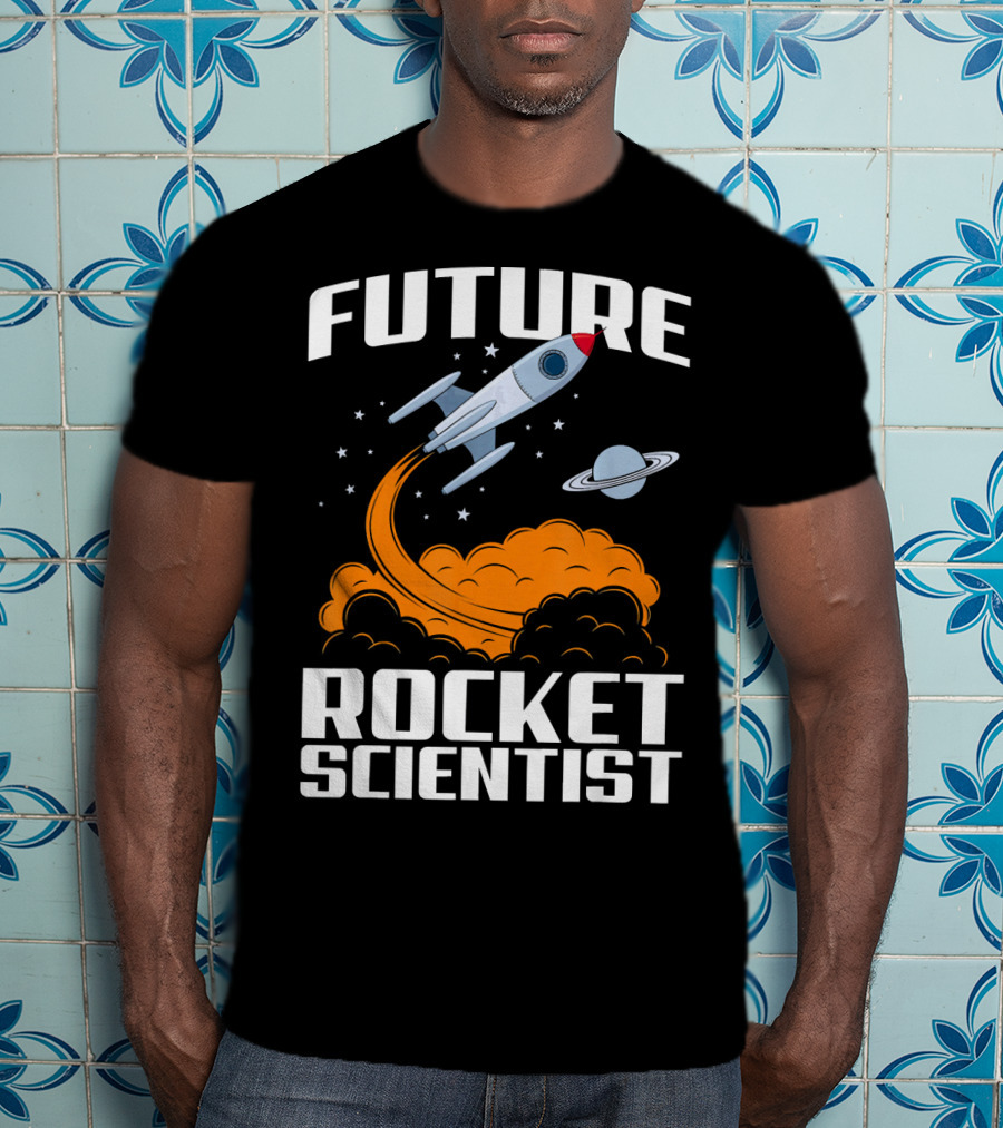 Future Rocket Scientist Spaceship Blast Off With Planet Saturn T-Shirt