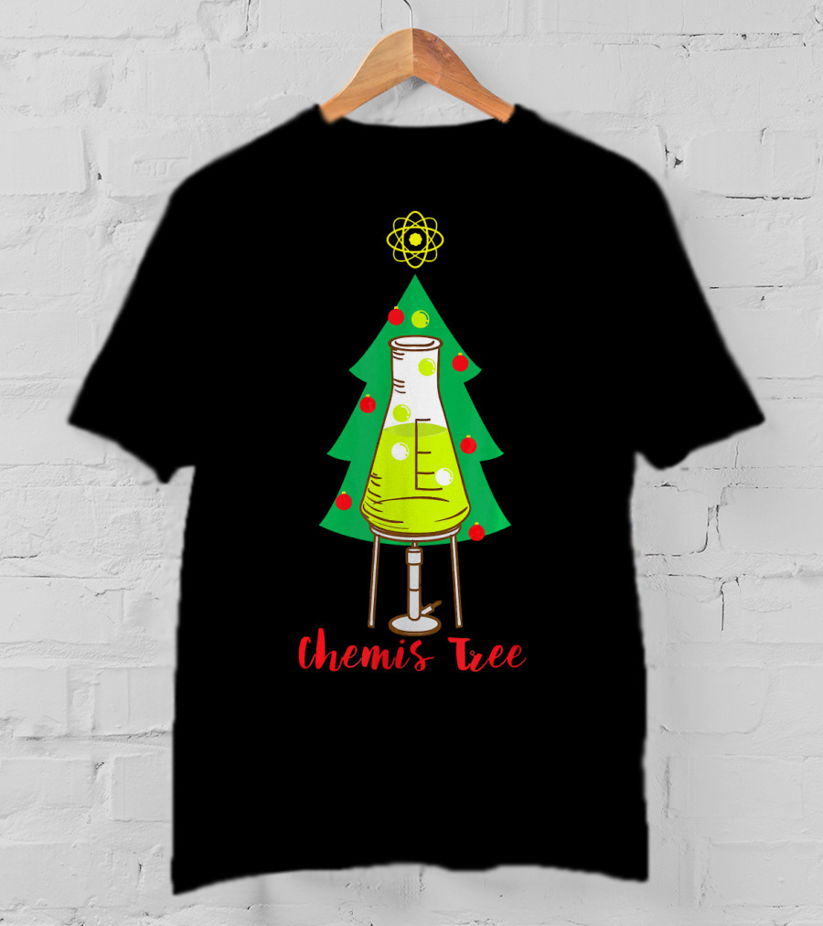 Chemis Tree Beaker Christmas Atom Funny Science Chemistry T-Shirt