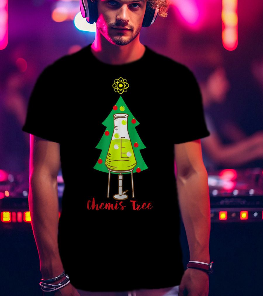 Chemis Tree Beaker Christmas Atom Funny Science Chemistry T-Shirt