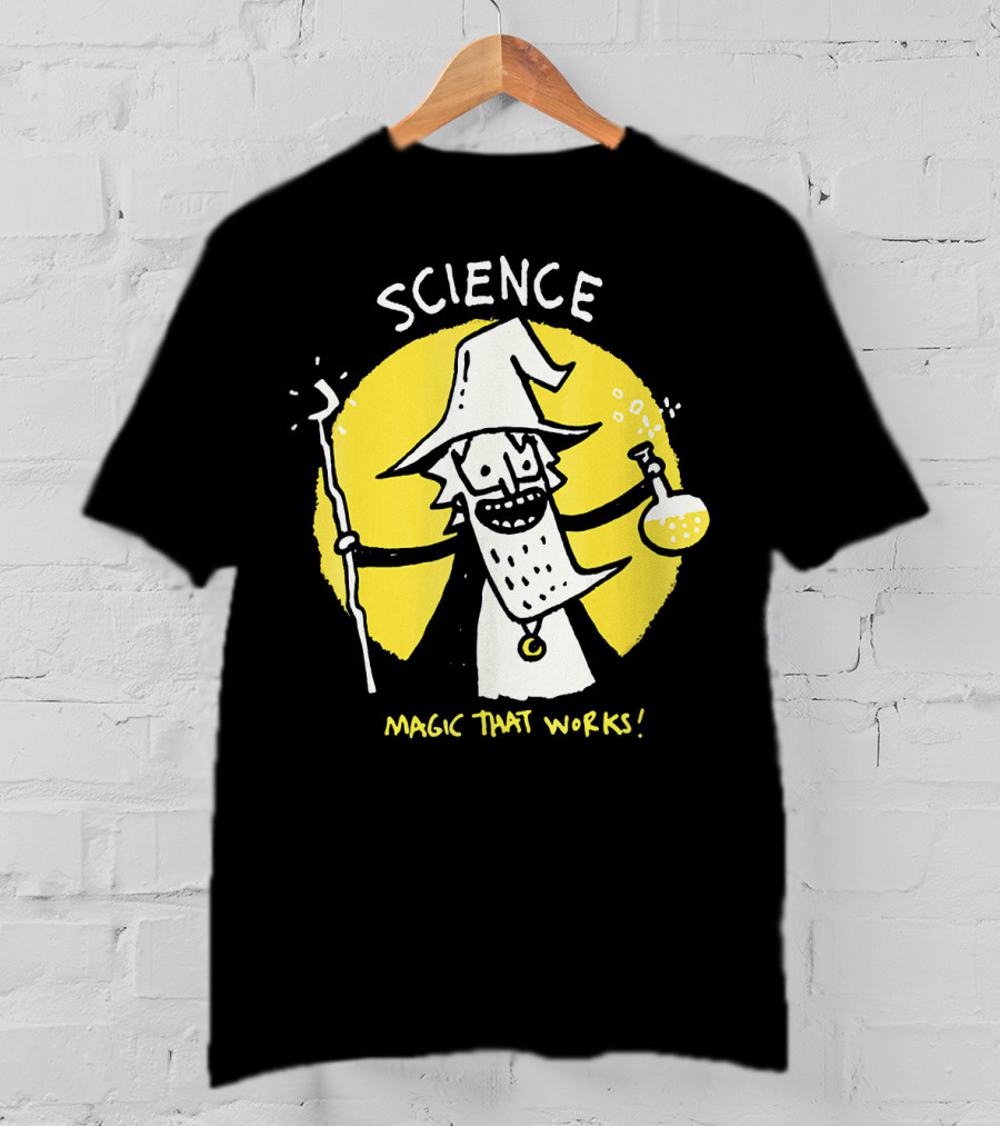 Science Magic That Works Wizard With Beaker And Staff T-Shirt