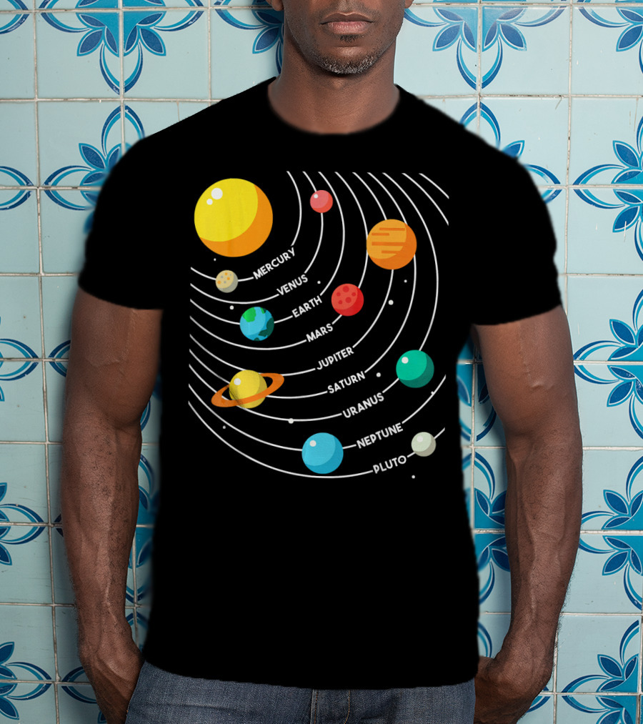 Mercury Venus Earth Mars Jupiter Saturn Uranus Neptune Pluto Solar System Science T-Shirt