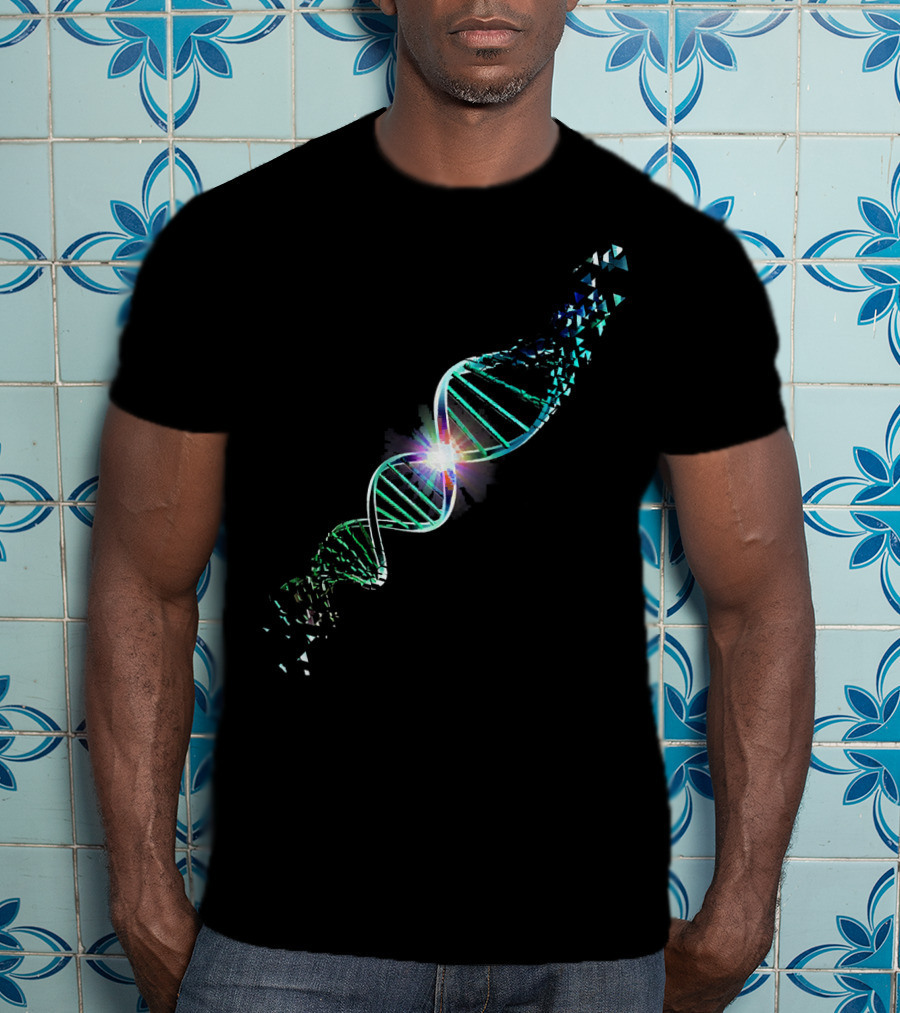 Shattered DNA Genetics Science Double Helix Fracture Illuminate T-Shirt